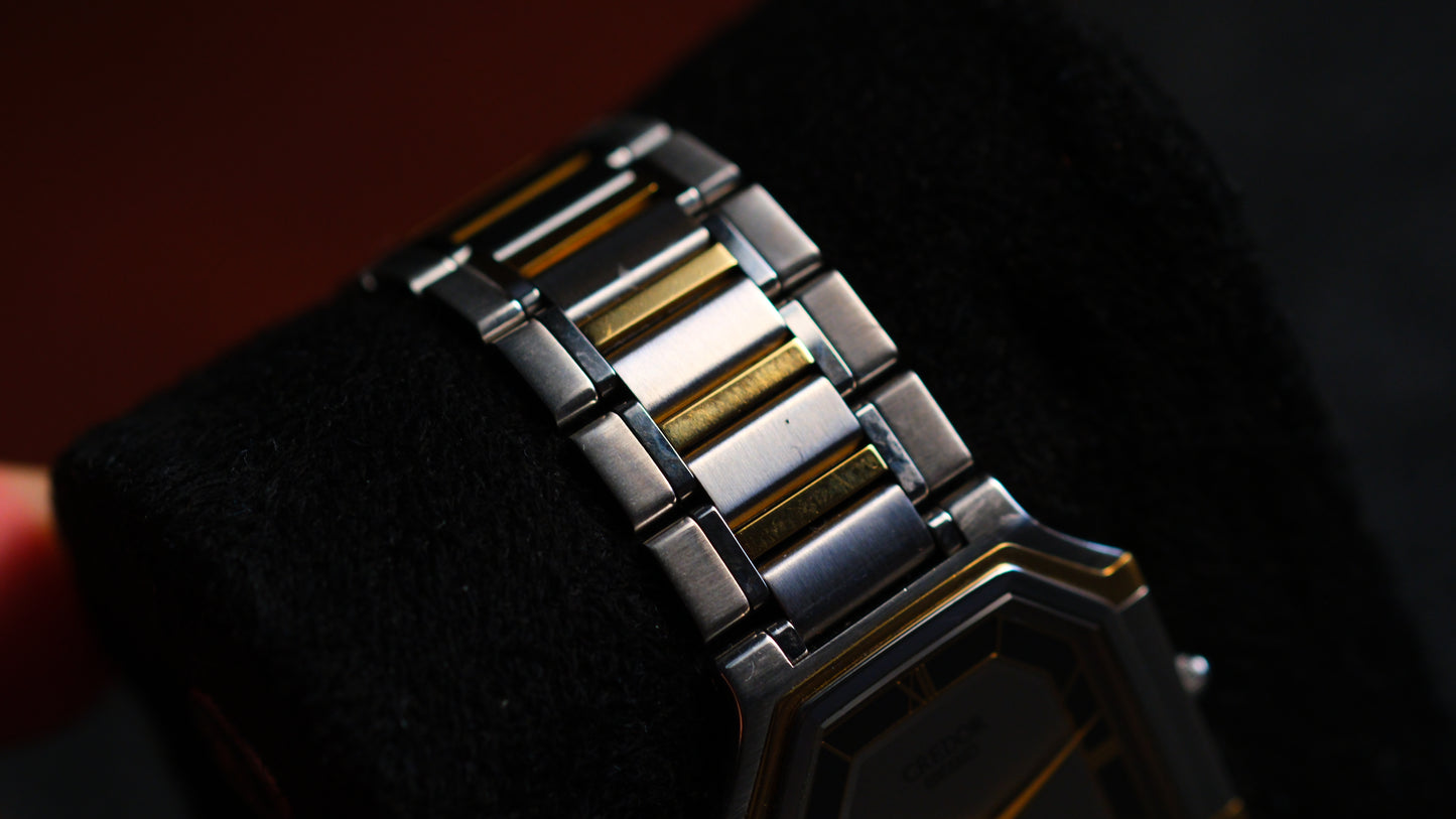 Credor Tank 18KT 5A74-3A10 Black Gray Dial Vintage Excellent Condition