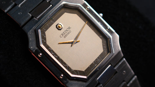 Credor Tank 9300-5050 Rare Black Gray Dial Full SS Good Condition