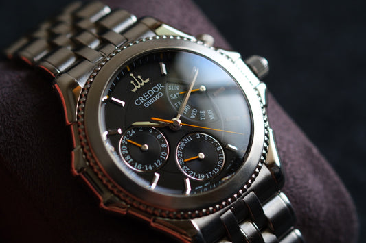 Credor Pacifique GZBG999 "Bumble Bee" 4s77-0A20 38mm Black Dial Yellow Hands Excellent Condition