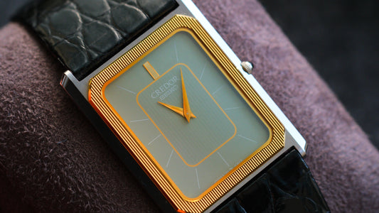 Credor Tank Couple 6730-5090 6730-5100 w14K Bezel SHA MIDDLE Tiffany Dial