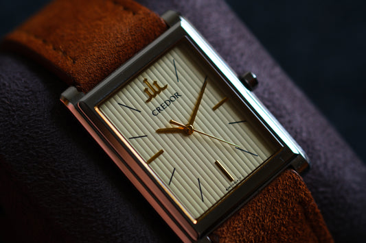 Credor Tank Signo GCAR049 8j81-0AK0 Fabric-textured dial Excellent Condition