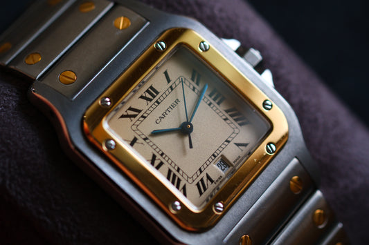 Cartier Santos De Cartier Galbee Ivory Roman Dial Ref.187901 LM 29x41mm Full Box Paper Excellent Condition