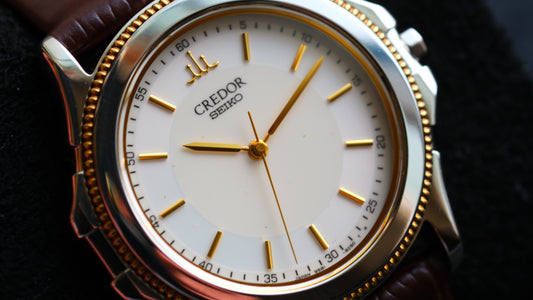 Credor Pacifique Leather Strap 9581-6060 18K Gold Bezel two tone Dial