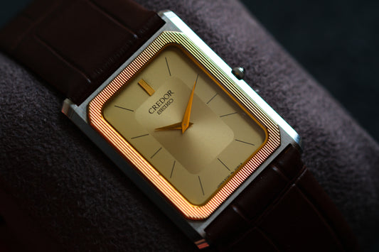 Credor Tank Men 6730-5090 14K Bezel SHA MIDDLE Vintage style