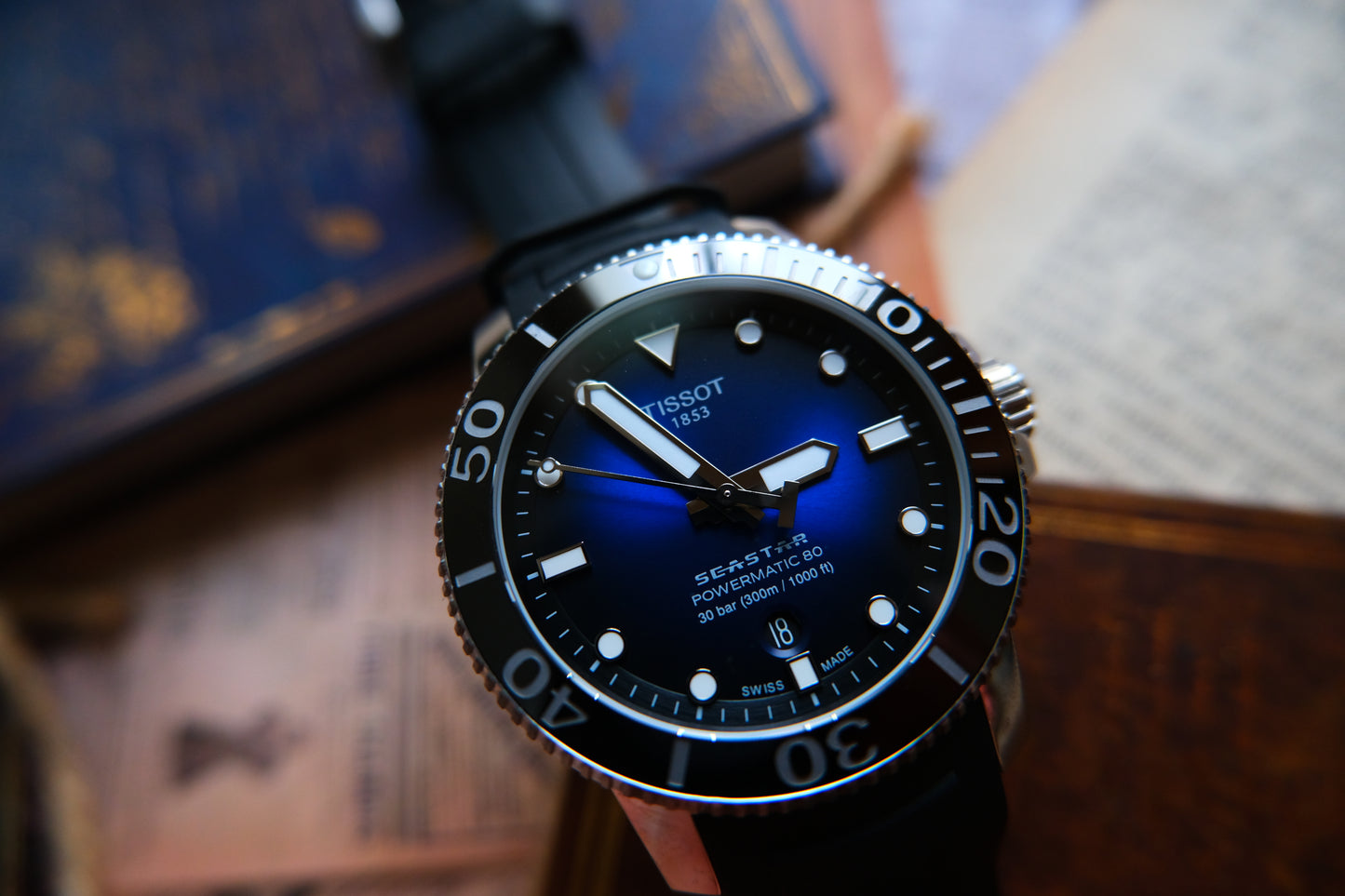 Tissot Diver Seastar 1000 Powermatic 80 dial Blue Full box