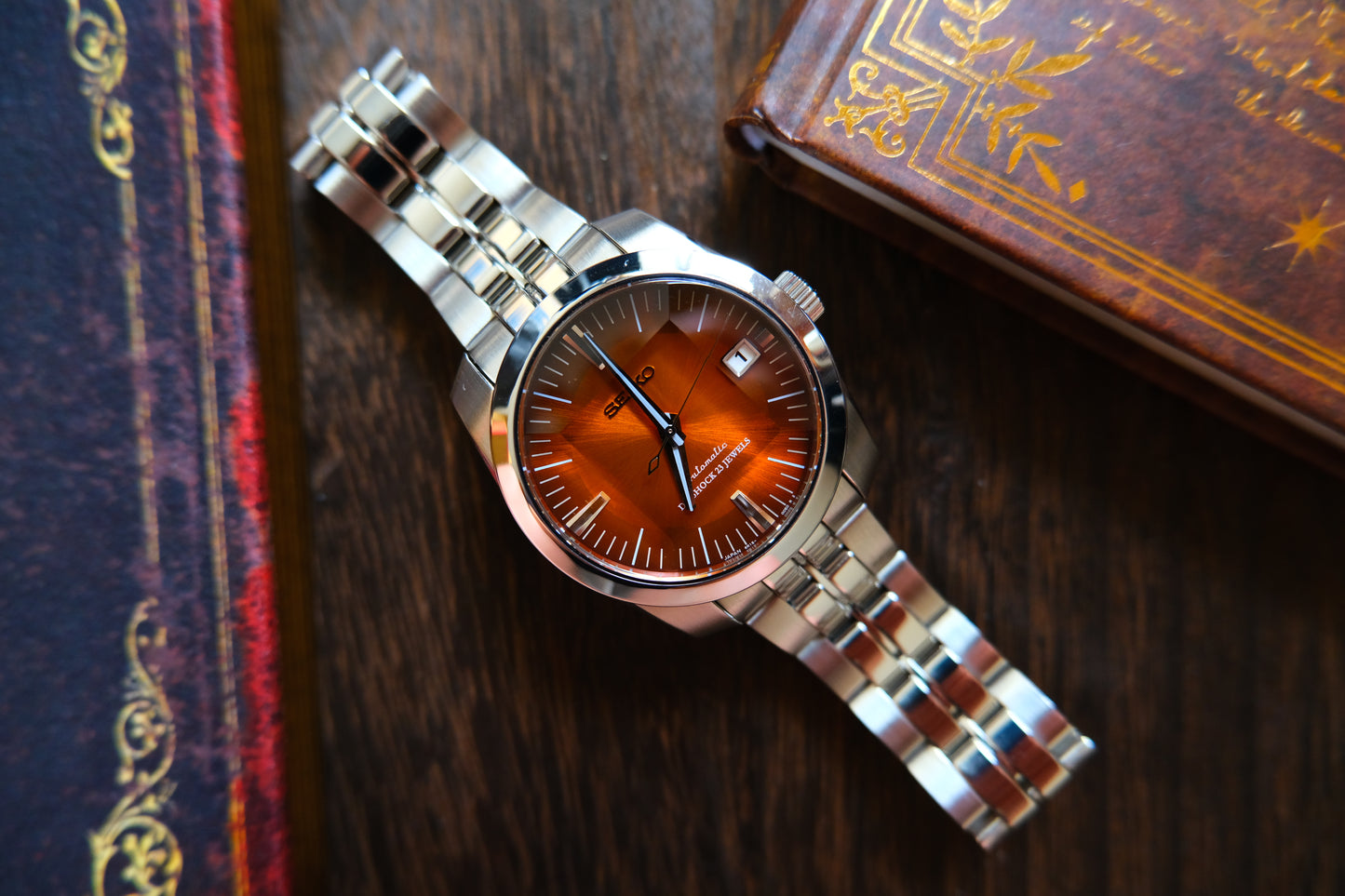 Seiko SARB005 6R15-00D0 Super Rare Orange Dial Sapphire Glass Cut