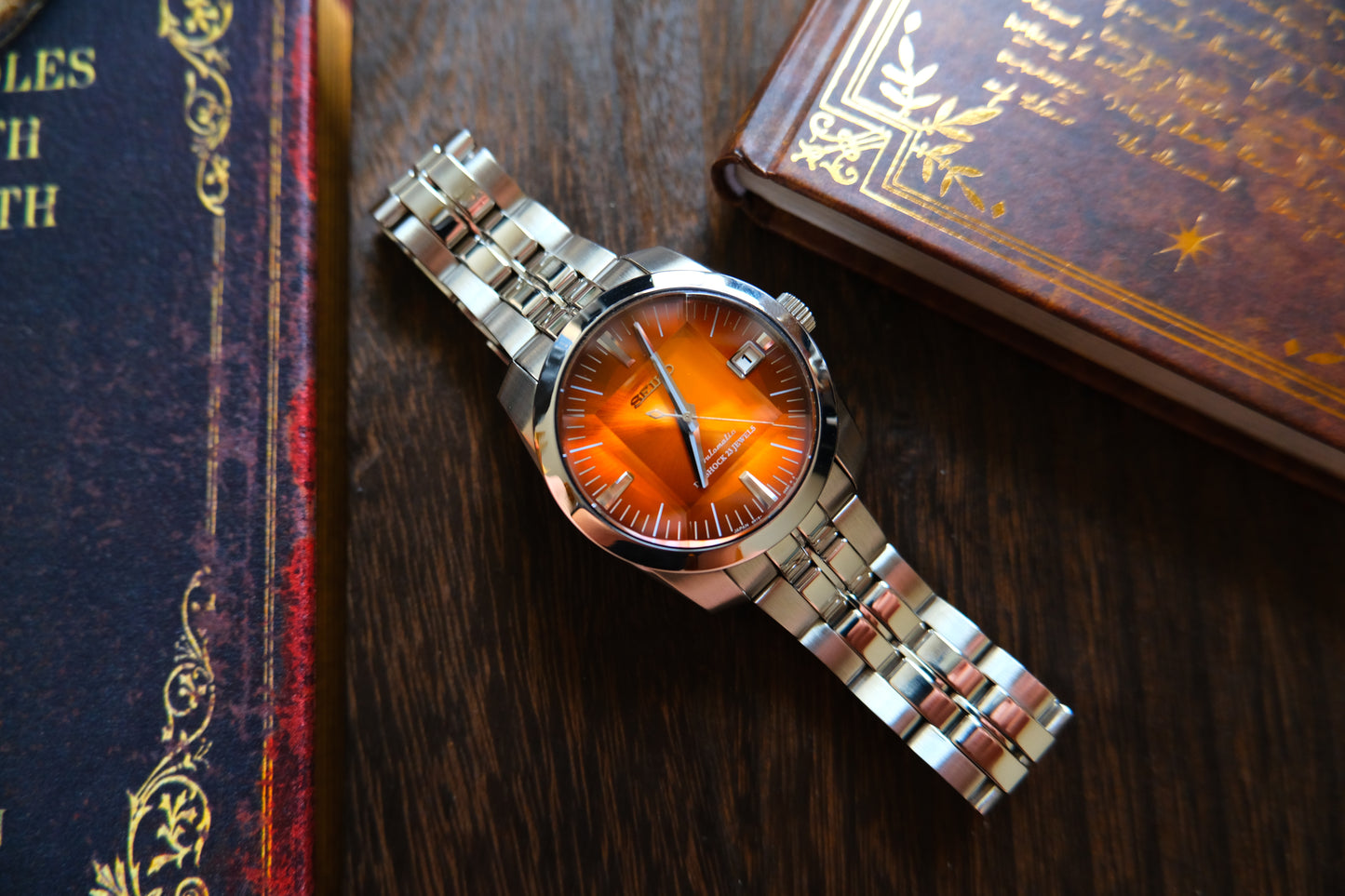 Seiko SARB005 6R15-00D0 Super Rare Orange Dial Sapphire Glass Cut