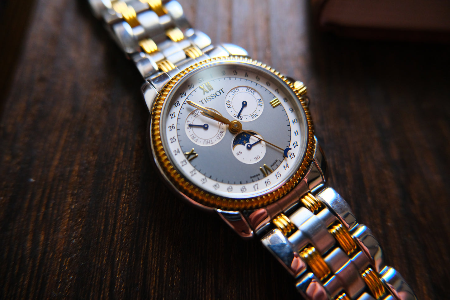 Tissot C285/385C Quart Moonphase Two tone Triple Calendar Good Condition