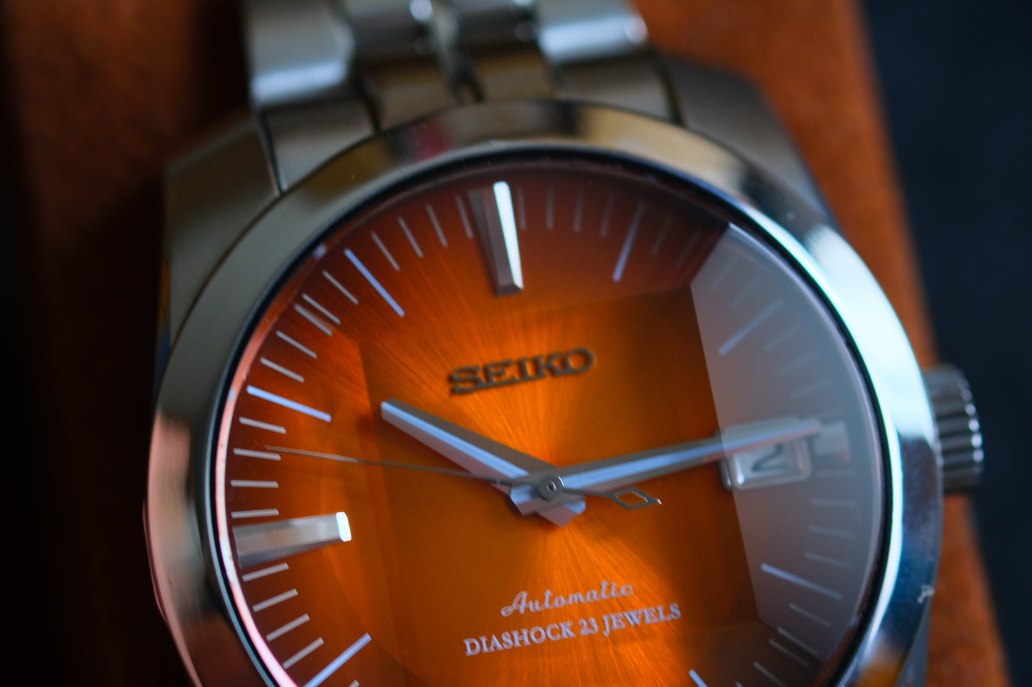 Seiko SARB005 6R15-00D0 Super Rare Orange Dial Sapphire Glass Cut