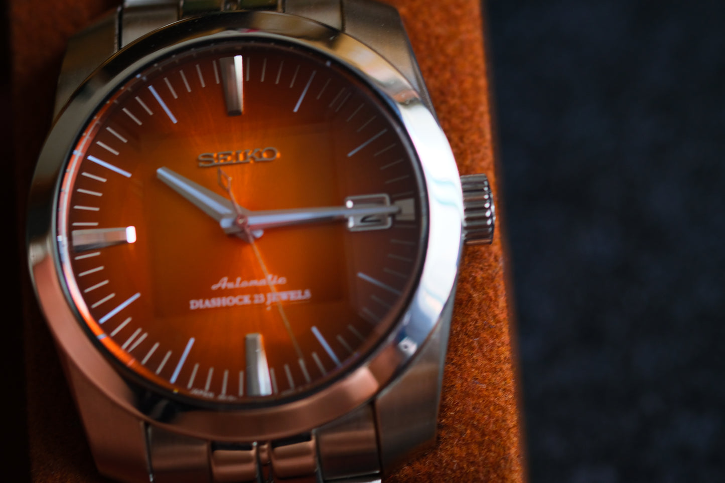 Seiko SARB005 6R15-00D0 Super Rare Orange Dial Sapphire Glass Cut