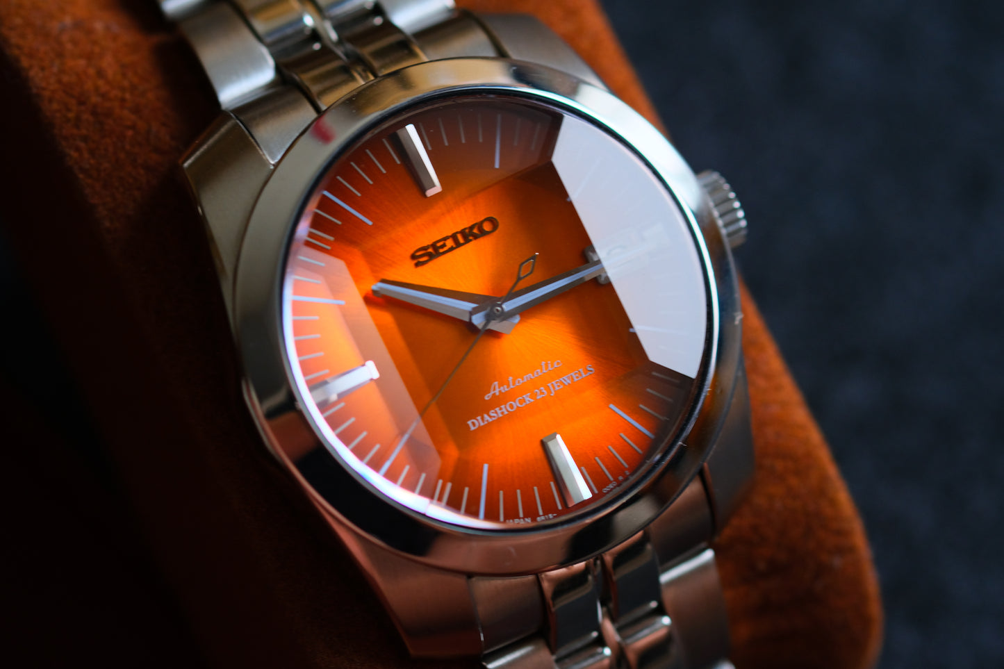 Seiko SARB005 6R15-00D0 Super Rare Orange Dial Sapphire Glass Cut