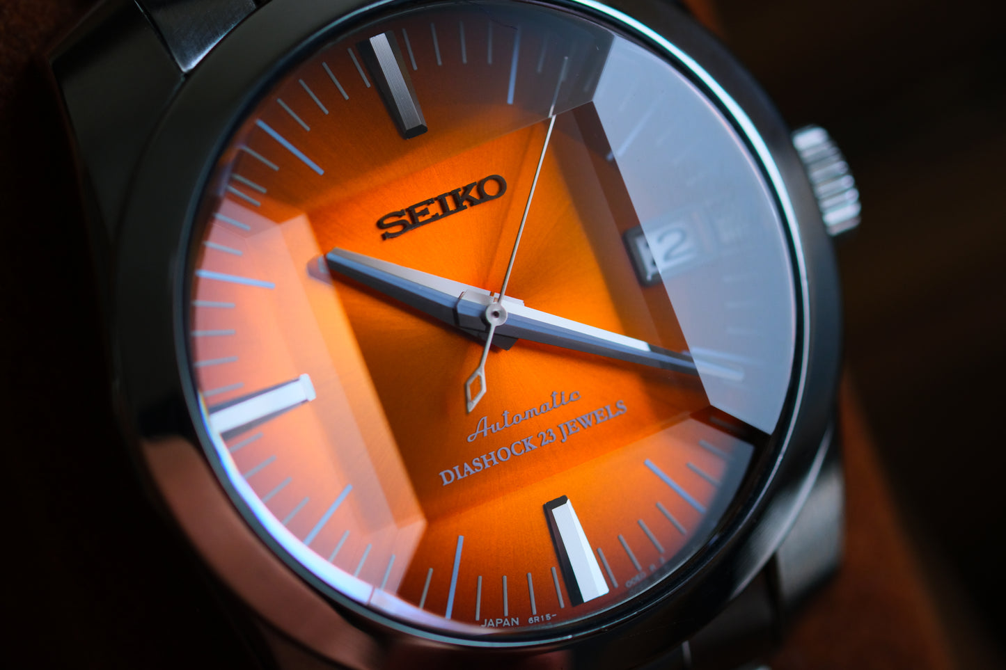 Seiko SARB005 6R15-00D0 Super Rare Orange Dial Sapphire Glass Cut