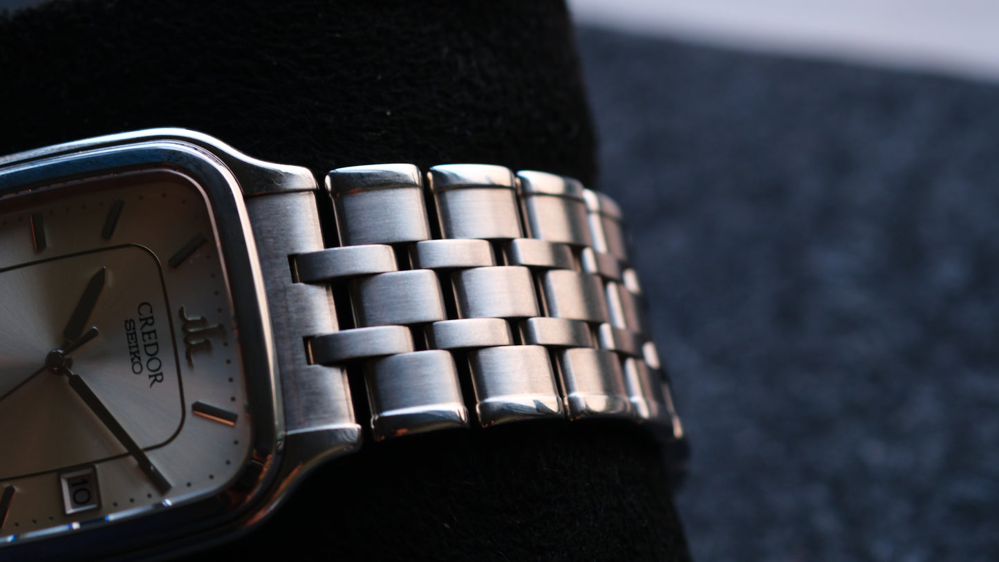 Credor Seiko Tank Champange Dial 8j82-5A10 Quart SS