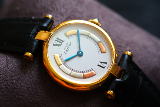 Cartier 1980s Must de Cartier Vendome White Dial Blue Hands Lady