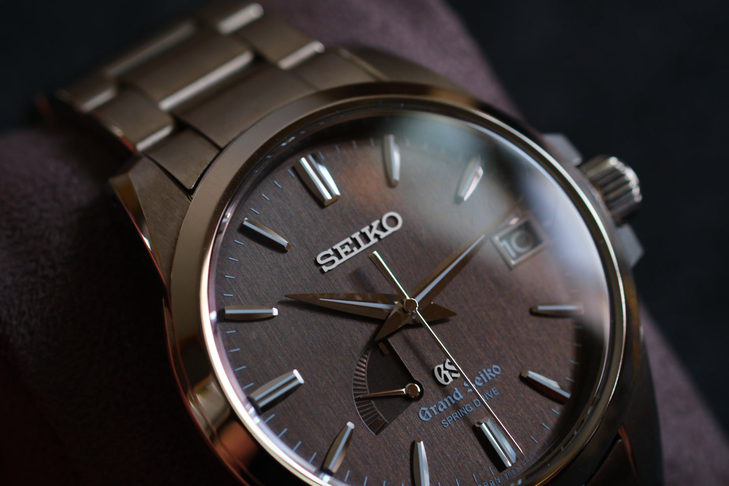 Grand Seiko SBGA081 9R65-0BG0 Spring Drive Full Titanium Beautifull Vertical Brushed Dial Full Serviced Box Manual User Excellent Condition
