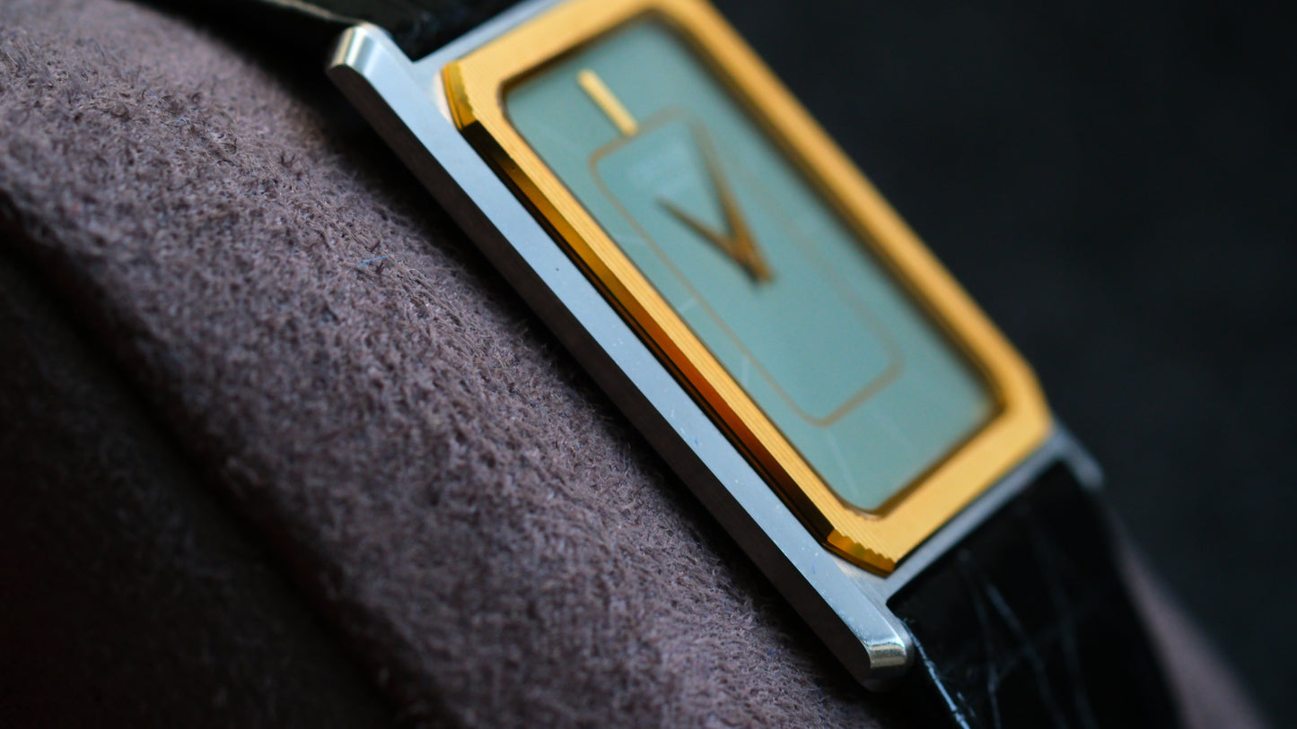 Credor Tank Couple 6730-5090 6730-5100 w14K Bezel SHA MIDDLE Tiffany Dial