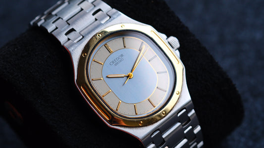 Credor 9661-5000 Twin Quart Gerald Genta 14K Bezel Two tone Rare Near Mint
