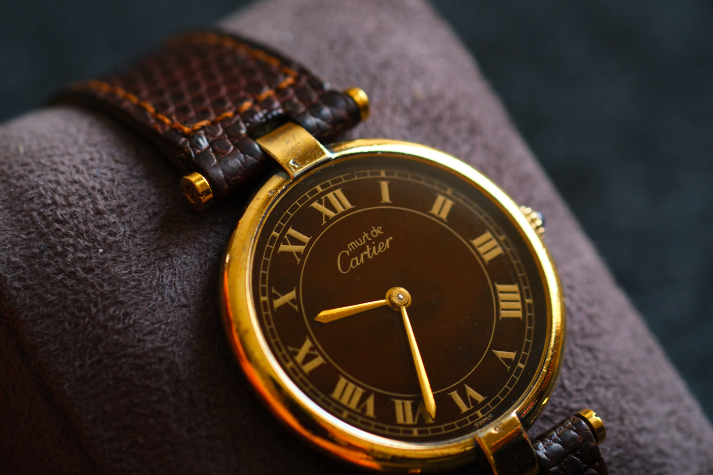 Cartier 1980s Must de Cartier Vendome Brown Dial Men