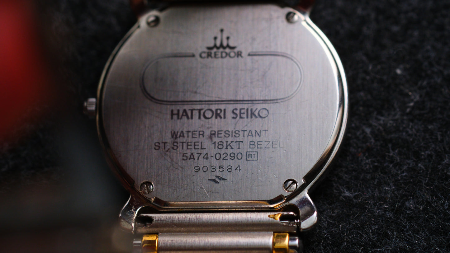 Credor Hattori 5A74-0290 18K Gold Diamond Bezel Beautiful Dial