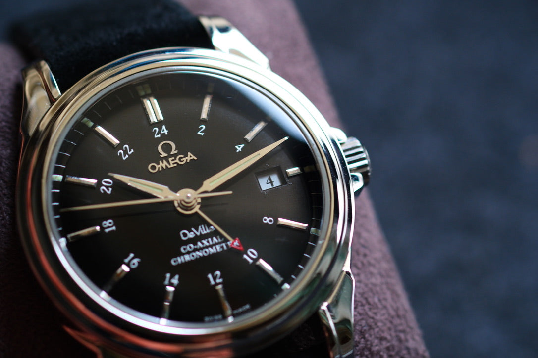 Omega Deville Co-Axial GMT 4833.51.31 ChronoMetter Good Condition Serviced