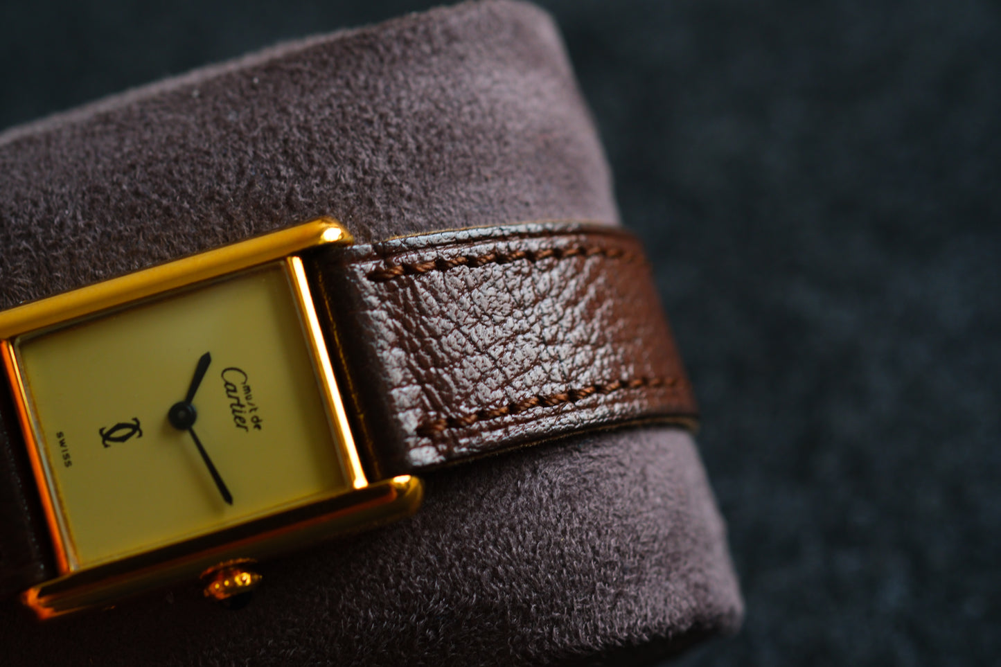 Cartier Tank Vermeil Must the Cartier LM 24x31mm SV925 Gold Plate Manual winding Yellow Dial