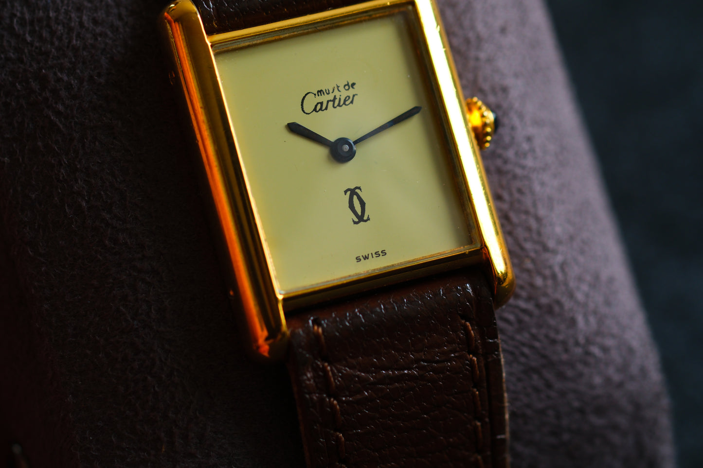 Cartier Tank Vermeil Must the Cartier LM 24x31mm SV925 Gold Plate Manual winding Yellow Dial