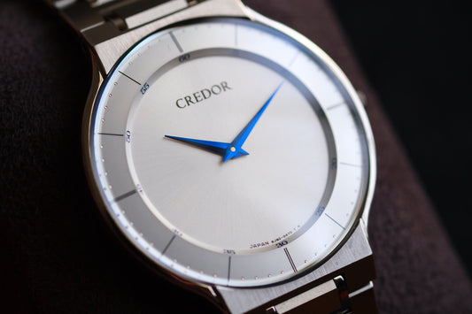 Credor Signo GCAT987 Quart 8J80-0AL0 Blue Hands full SS Good Condition