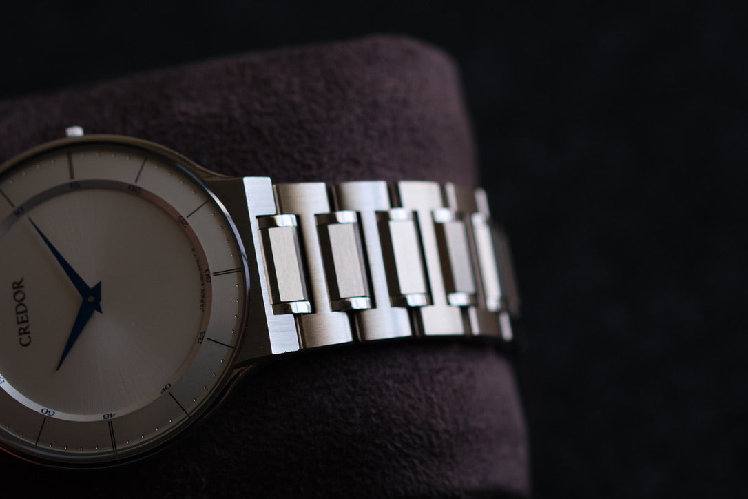 Credor Signo GCAT987 Quart 8J80-0AL0 Blue Hands full SS Good Condition