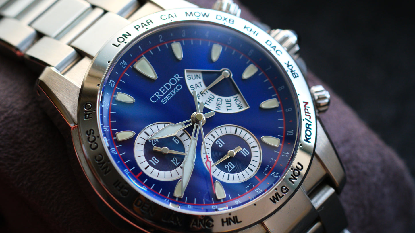 Credor GCBG977 Retrograde 4s77-00A0 GMT World Time Limited Edition 500 2002 World Cup Good Condition
