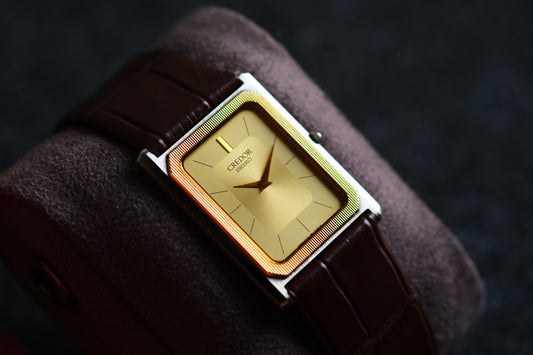Credor Tank Men 6730-5090 14K Bezel SHA MIDDLE Vintage style