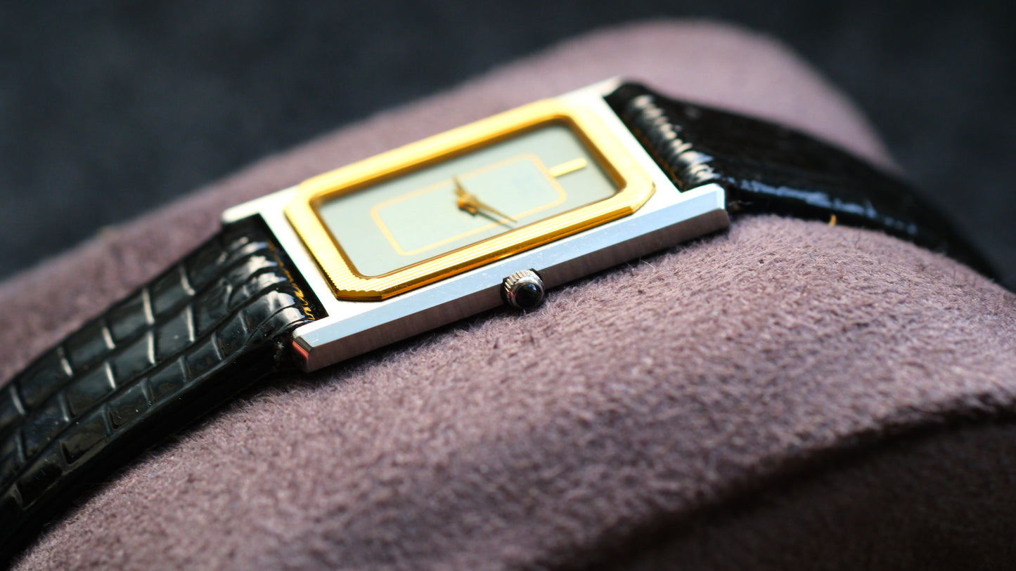 Credor Tank Couple 6730-5090 6730-5100 w14K Bezel SHA MIDDLE Tiffany Dial