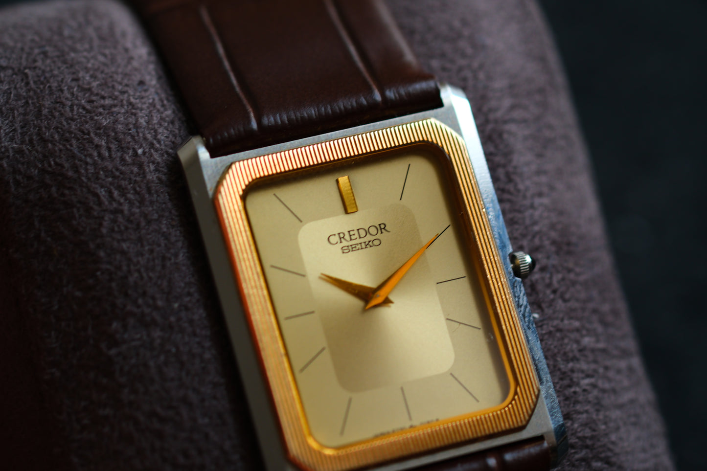 Credor Tank Men 6730-5090 14K Bezel SHA MIDDLE Vintage style