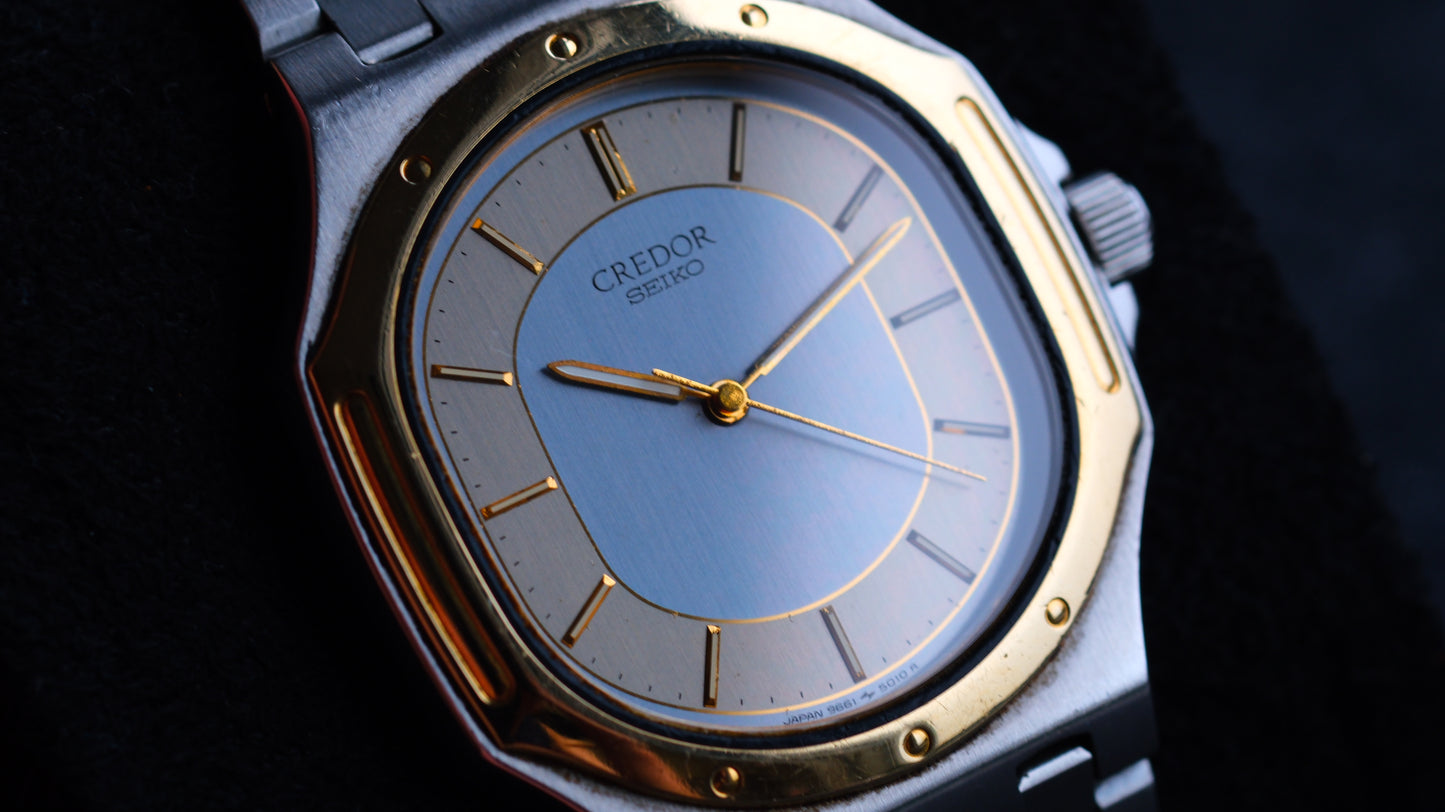 Credor 9661-5000 Twin Quart Gerald Genta 14K Bezel Two tone Rare Near Mint