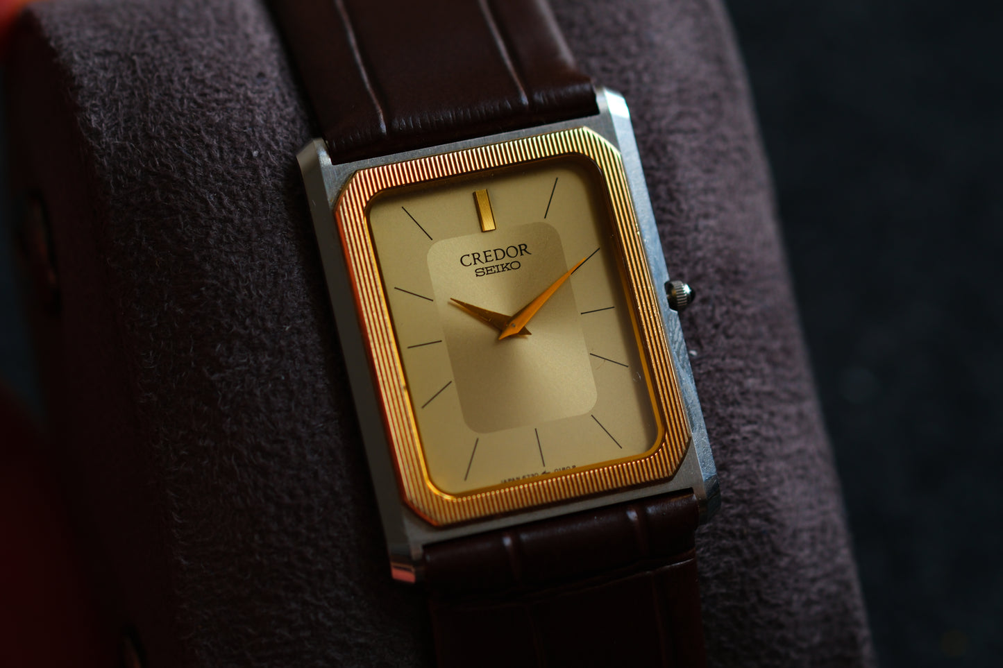 Credor Tank Men 6730-5090 14K Bezel SHA MIDDLE Vintage style
