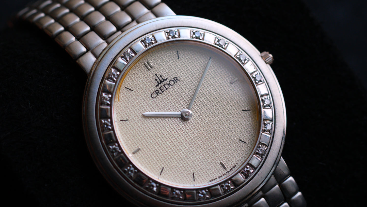 Credor 8N70-6030 Diamond 18KWG Bezel White Dial