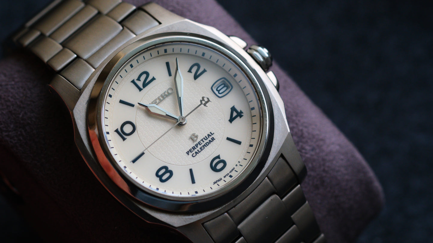 Seiko Bright Full Titanium SAGM007 HAQ Pepetual Calendar Two tone White Dial | Excellent Condition| Movement Serviced