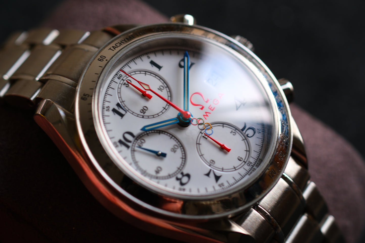 Omega Speedmaster Specialities 2012 Olympic Games Collection Blue Red Hands Excellent Condition |Full Serviced