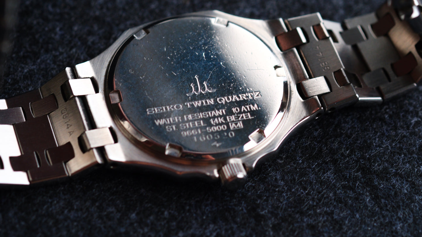 Credor 9661-5000 Twin Quart Gerald Genta 14K Bezel Two tone Rare Near Mint