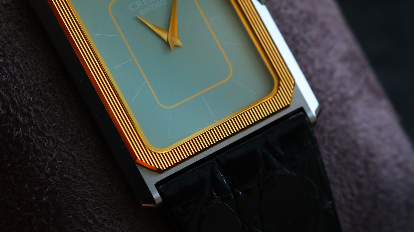 Credor Tank Couple 6730-5090 6730-5100 w14K Bezel SHA MIDDLE Tiffany Dial