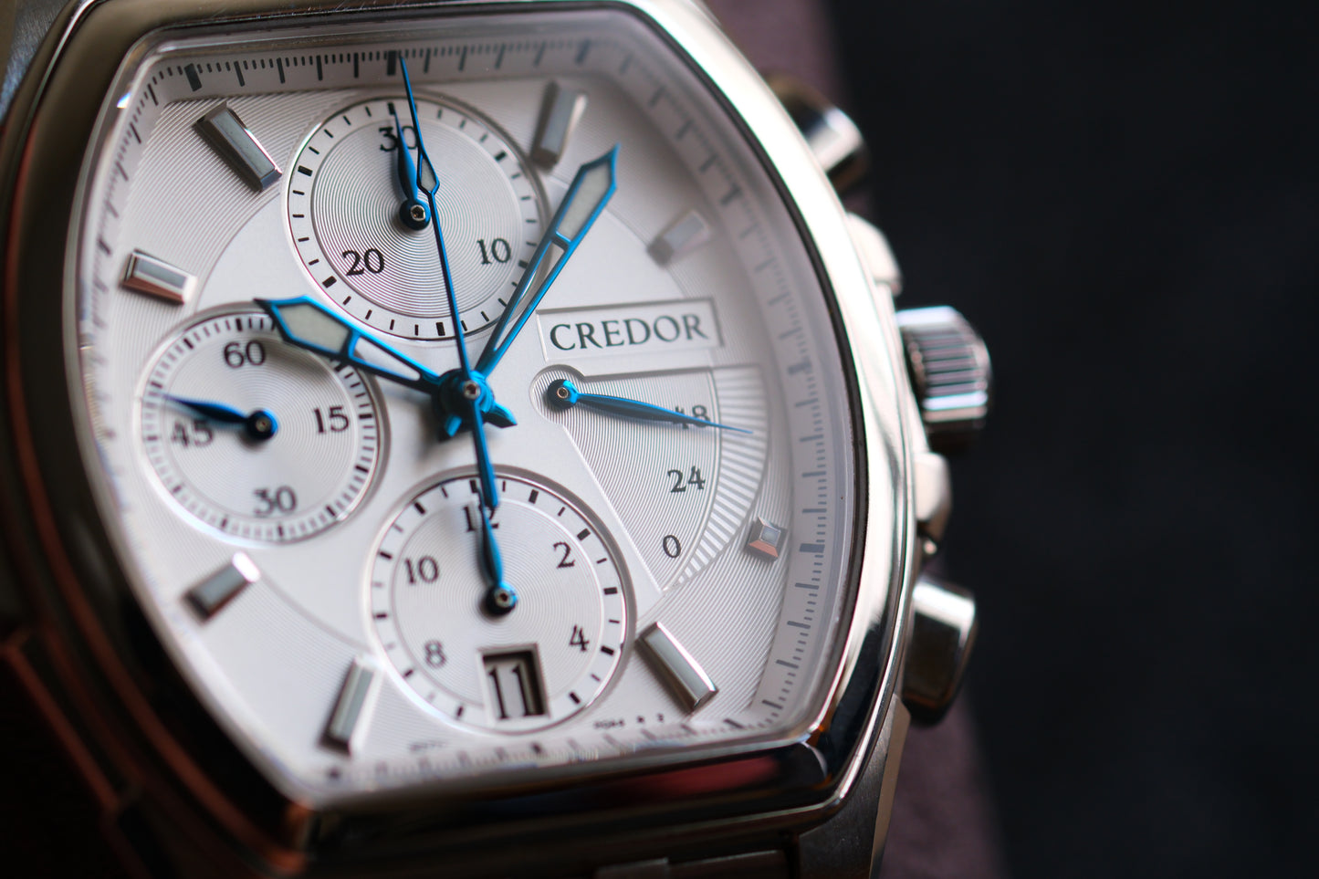 Credor Pacifique Tonneau GCBK993 6s77-00A0 Chrnograph White Dial Blue Hands| Full Serviced| Excellent Condition