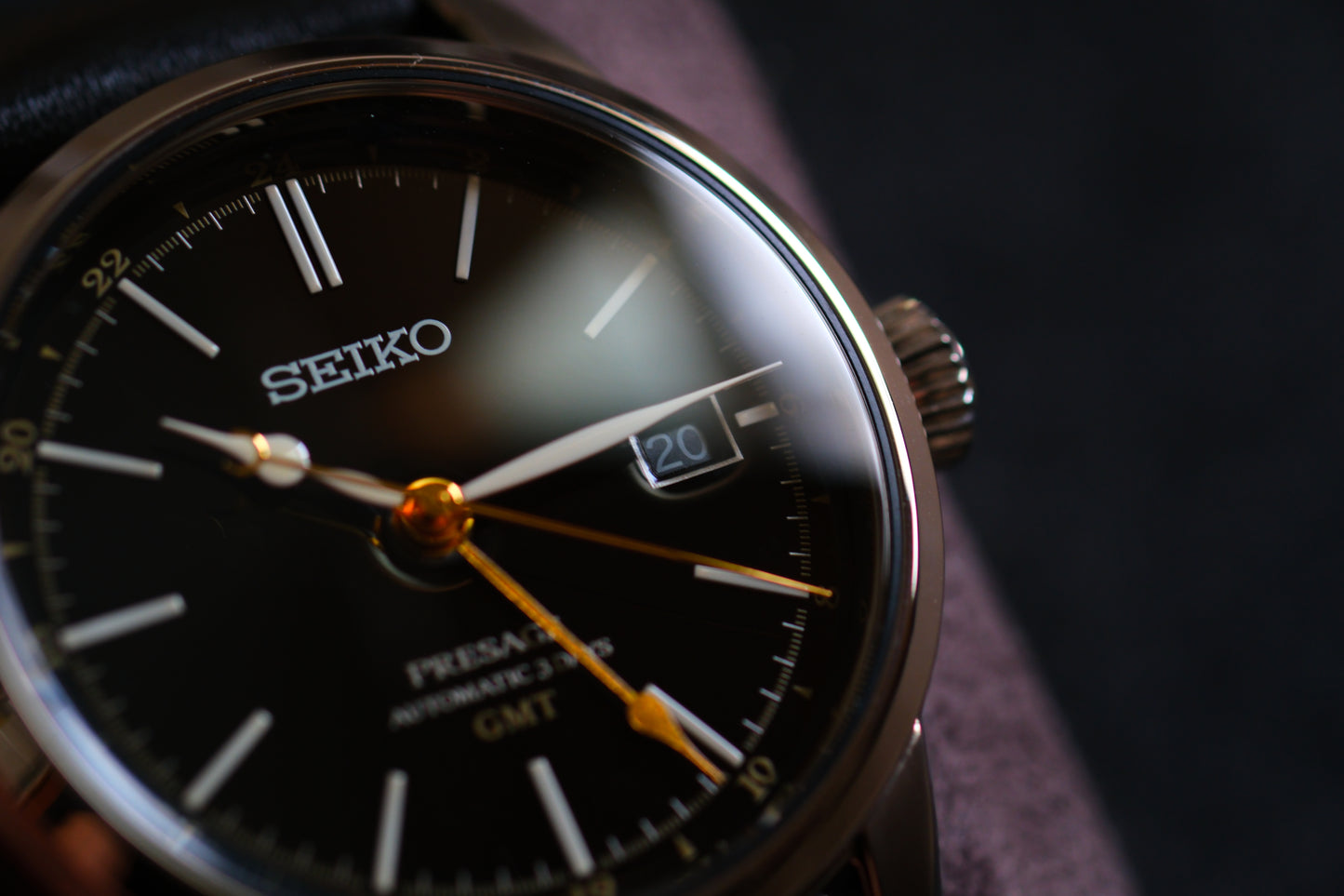 Seiko Pressage SARH001/SPB447 6R54-00F0 GMT Enemel Black Dial Excellent Condition