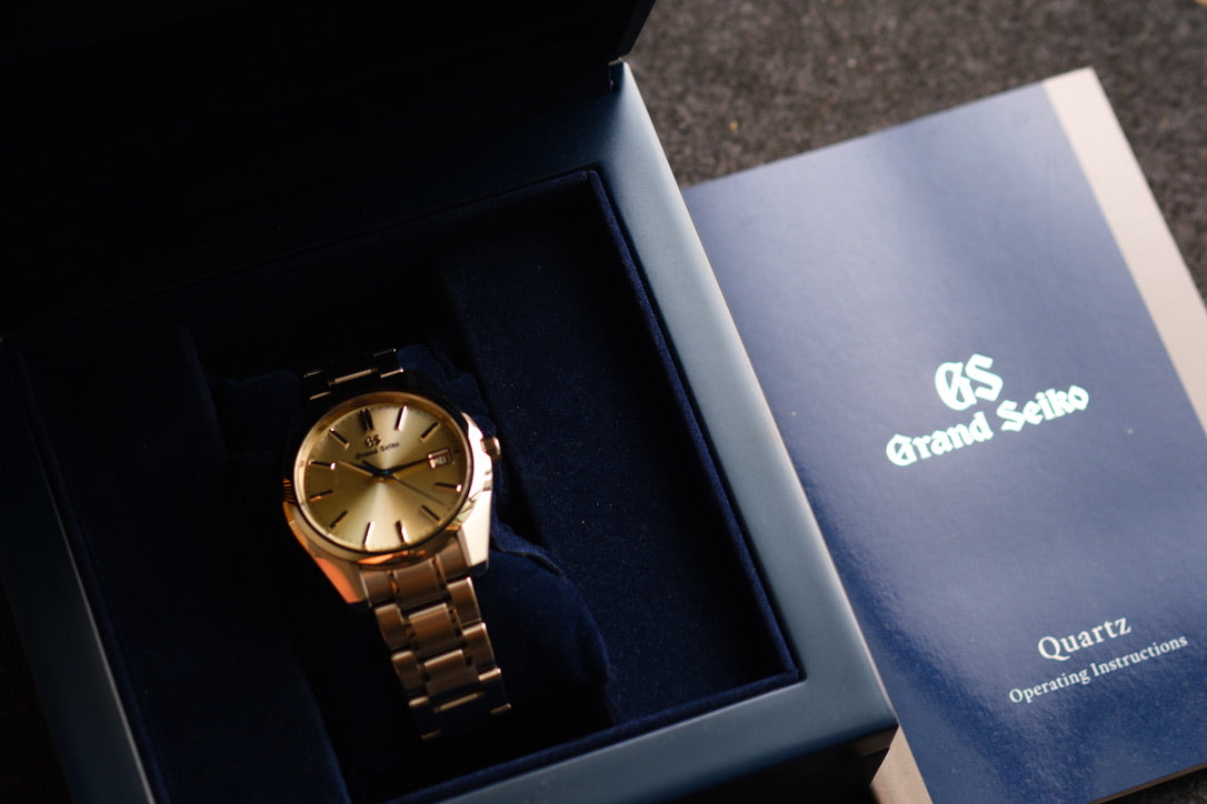Grand Seiko SBGV205 9F82-0AA0 44GS Heritage Collection Blue Hands Champange Dial Great Condition