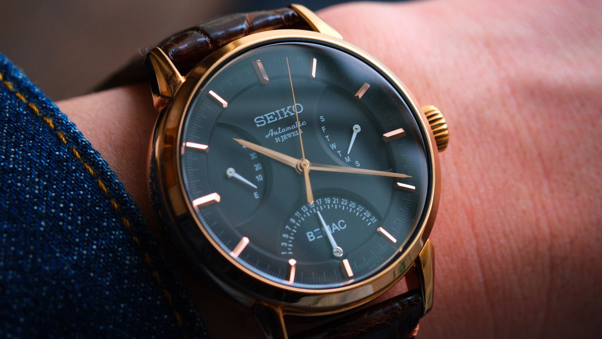 Seiko BEMAC Anniversary SZSD001 6R24-00D0 Double Retrograde Rose Gold Unused Like New Condition