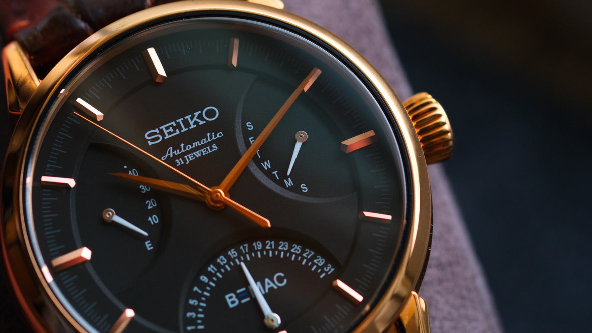 Seiko BEMAC Anniversary SZSD001 6R24-00D0 Double Retrograde Rose Gold Unused Like New Condition