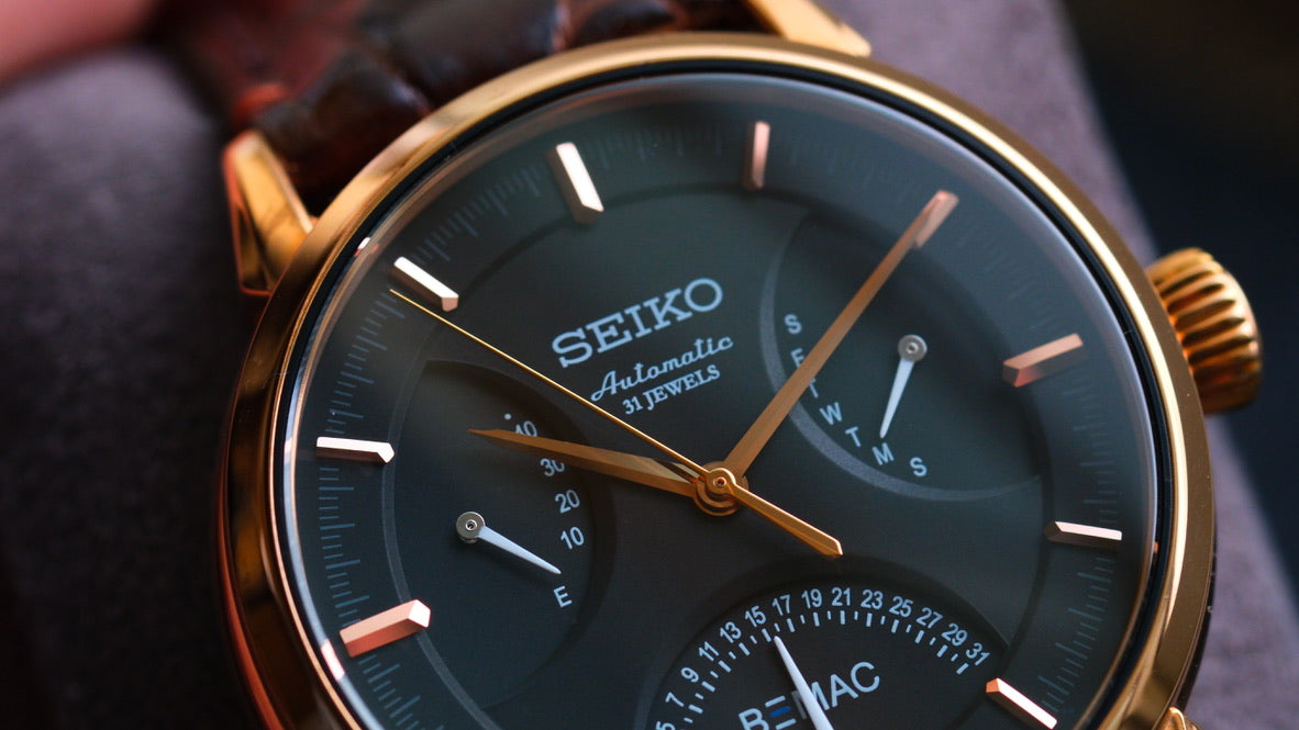 Seiko BEMAC Anniversary SZSD001 6R24-00D0 Double Retrograde Rose Gold Unused Like New Condition