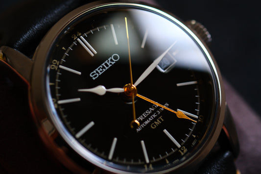 Seiko Pressage SARH001/SPB447 6R54-00F0 GMT Enemel Black Dial Excellent Condition