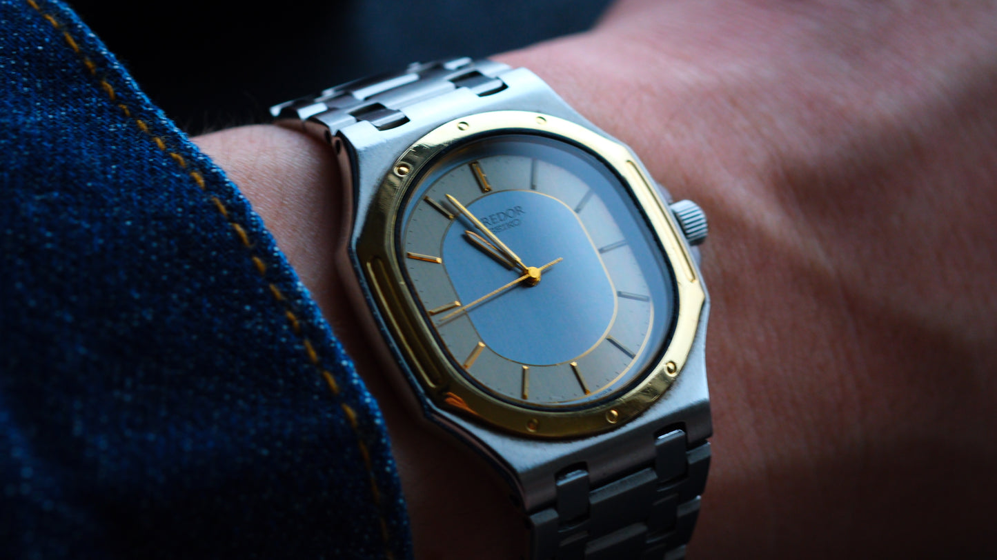 Credor 9661-5000 Twin Quart Gerald Genta 14K Bezel Two tone Rare Near Mint