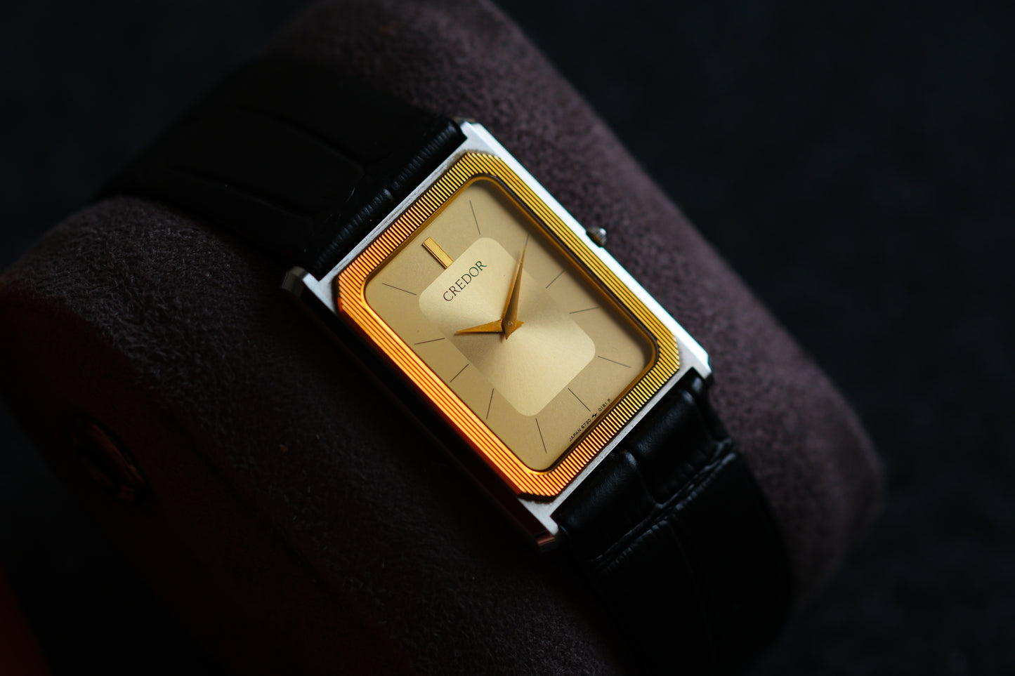 Credor Tank Men 6730-5090 14K Bezel SHA MIDDLE Vintage style
