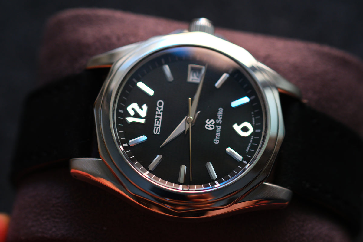 Grand Seiko SBGX035 9F62-0A60 HAQ 12-Sided Bezel Black Woven Dial Great Condition