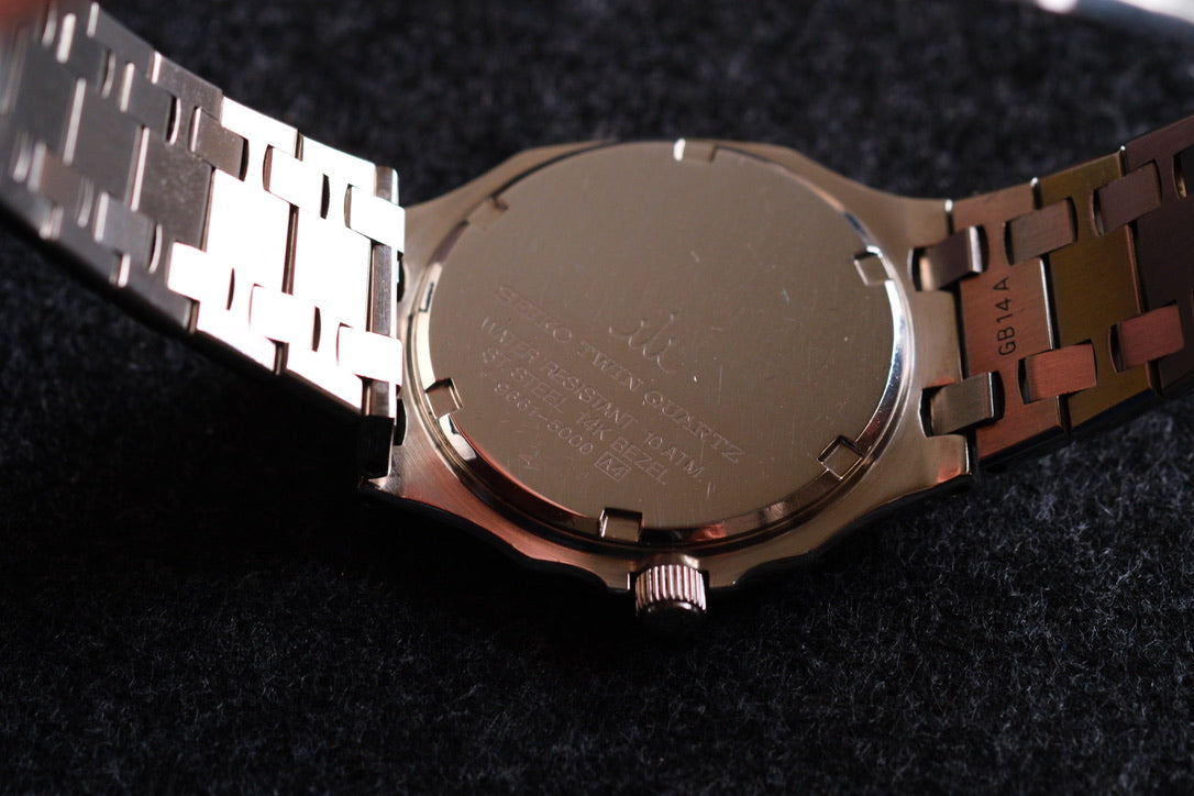 Credor 9661-5000 Twin Quart Gerald Genta 14K Bezel Two tone Rare Near Mint